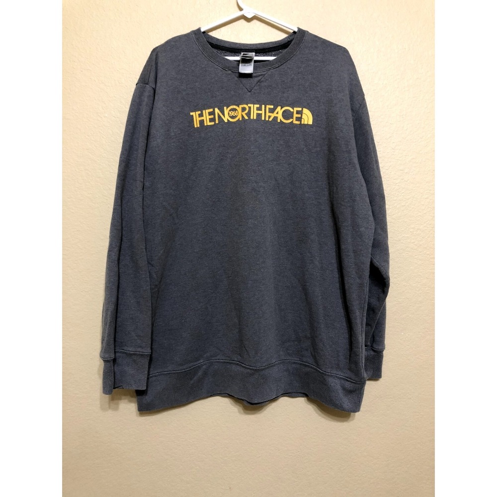 The North Face Sweater Mens XL Gray Spellout Pullover Sweatshirt